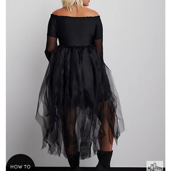 Torrid Off shoulder tulle long sleeve goth formal costume dress witch size 1 - Picture 3 of 6
